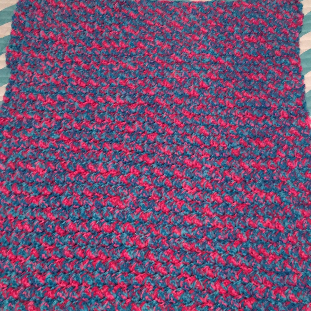 Handmade crochet hooded baby blanket